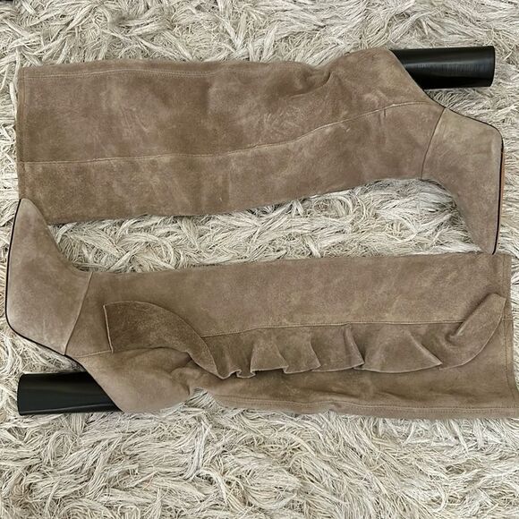 NIB IRO Cidravol Ruffle-Trim Suede Slouchy Knee-High Boots in Taupe $760 size 36 - Picture 10 of 14
